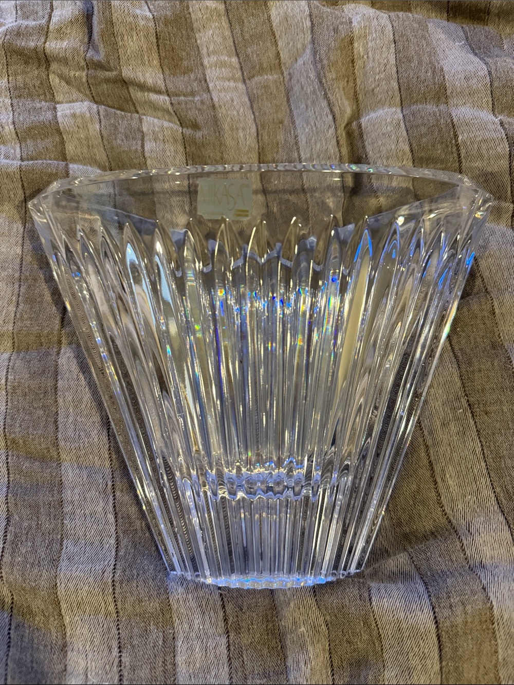 Mikasa Clear Ribbed Crystal Accent Vase